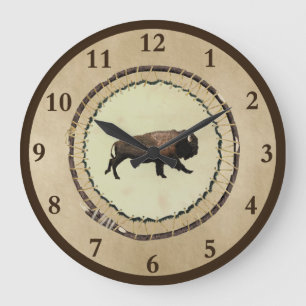 Galloping Bison Large Clock