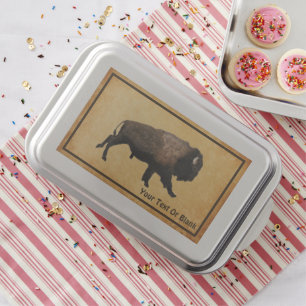Galloping Bison On Old Paper Cake Pan
