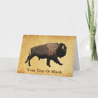 Galloping Bison On Old Paper