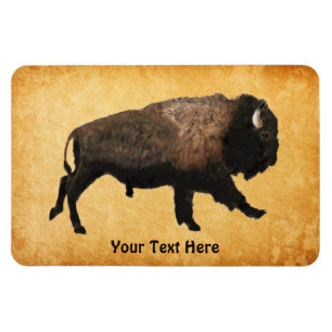 Galloping Bison On Old Paper Magnet