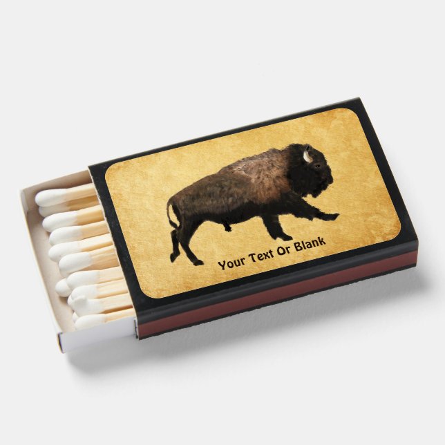 Galloping Bison On Old Paper Matchboxes (Front Open)