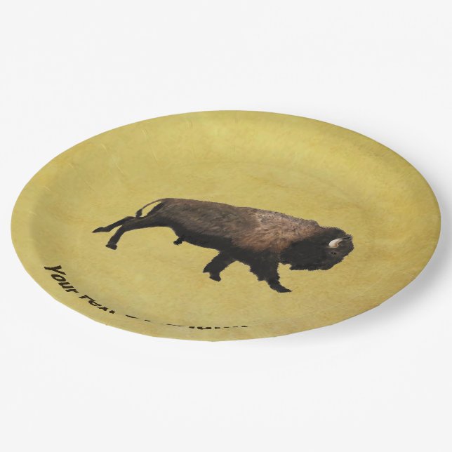 Galloping Bison Paper Plates (Angled)