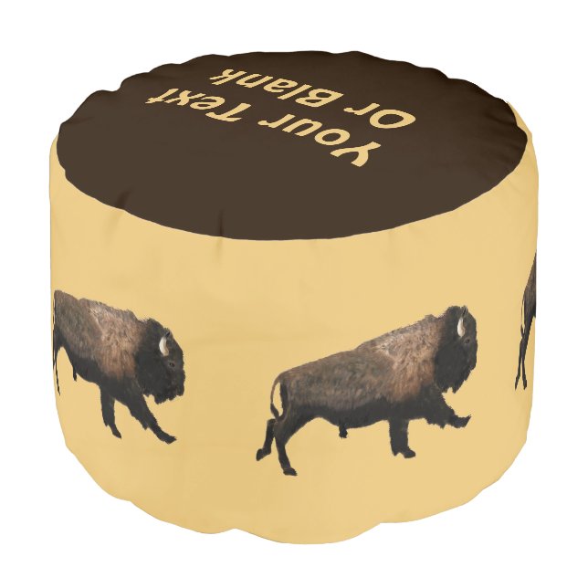 Galloping Bison Pouf (Angled Front)