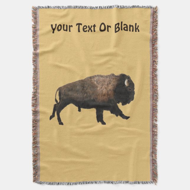 Galloping Bison Throw Blanket (Front Vertical)