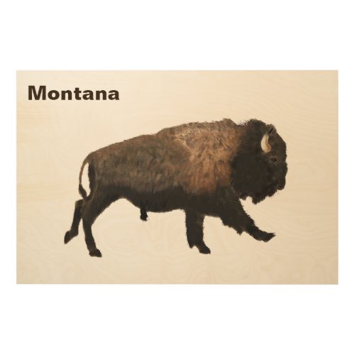 Galloping Bison Wood Wall Decor