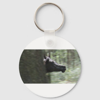 Galloping Black Arabian Mare Keychain