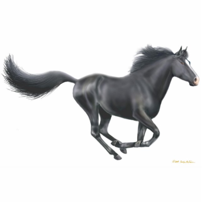 Galloping Black Horse Holiday Ornament (Front)