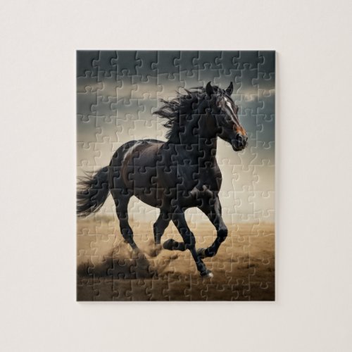 Galloping Black Stallion Jigsaw Puzzle