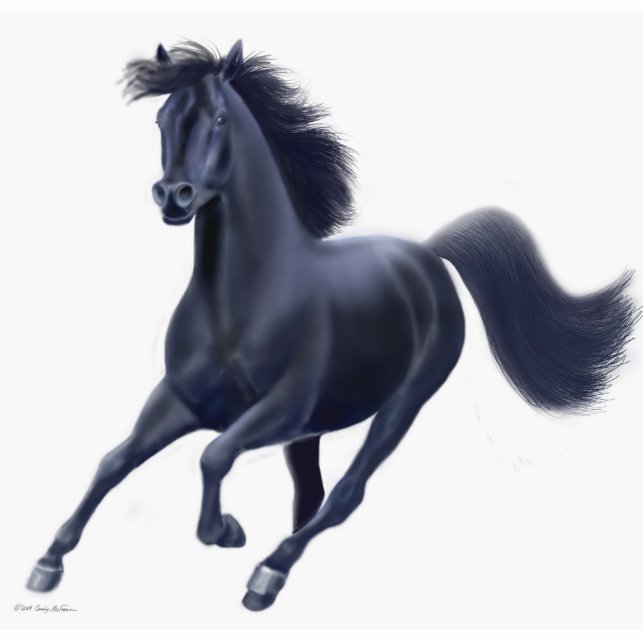 Galloping Black Thoroughbred Holiday Ornament (Front)