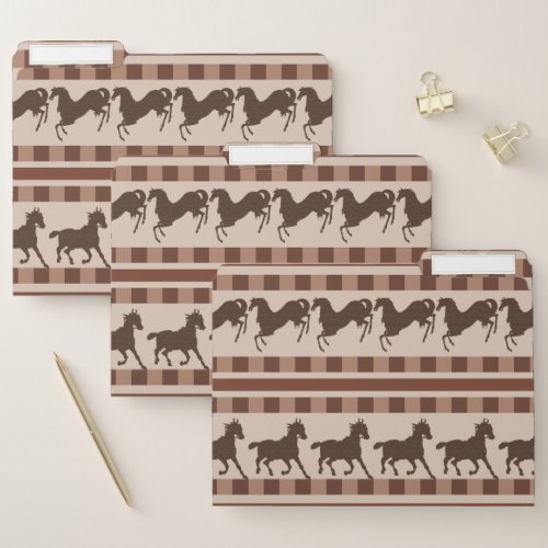 Galloping Brown Horse Stripes File Folder