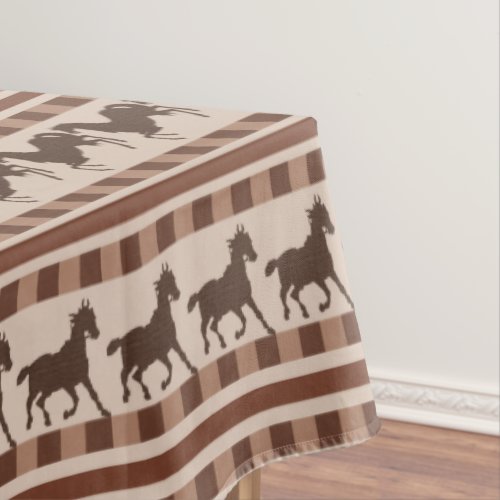 Galloping Brown Horse Stripes Tablecloth