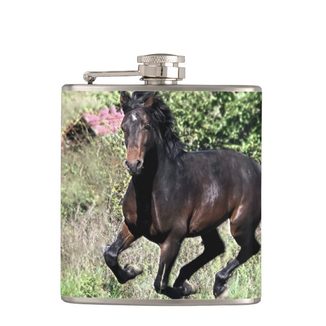 Galloping Chestnut Horse Flask (Front)