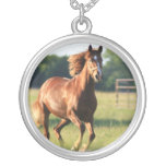 Galloping Chestnut Horse Necklace