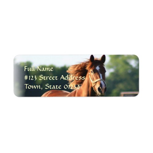 Galloping Chestnut Horse Return Address Label