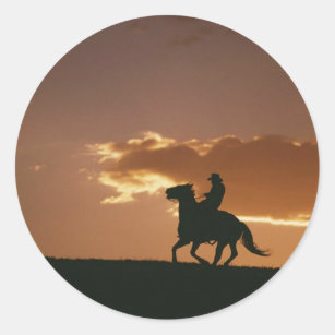 2 x Diamond Stickers 7.5 cm Sunset Cowboy Texas Horse  #12885 
