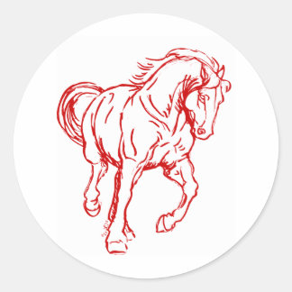 Galloping Draft Horse Classic Round Sticker
