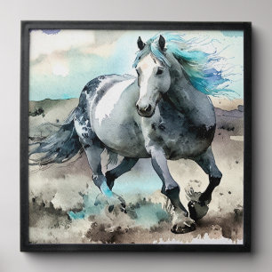 Galloping Draught Horse Watercolour Peel And Stick Photo Tile