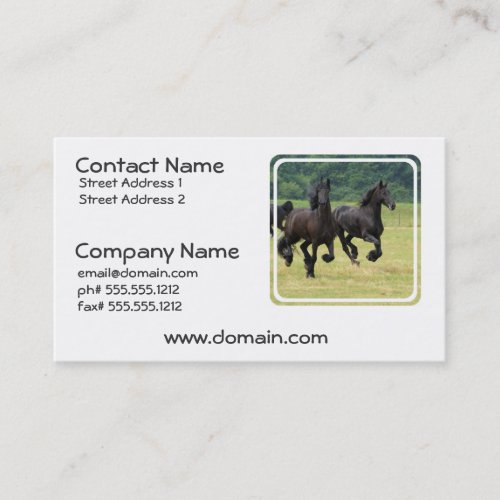 Galloping Friesian Horses Business Cards