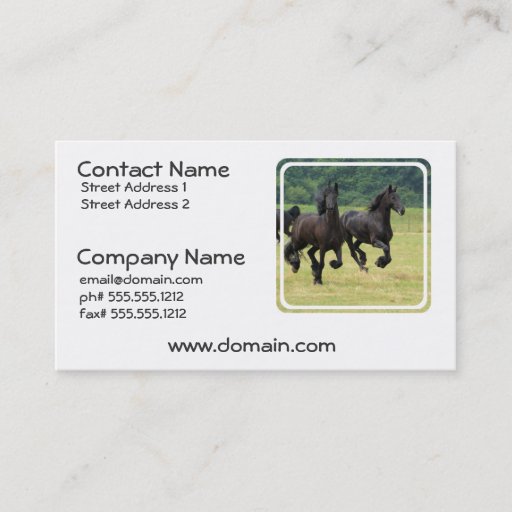 Customizable Galloping Friesian Horses Business Cards