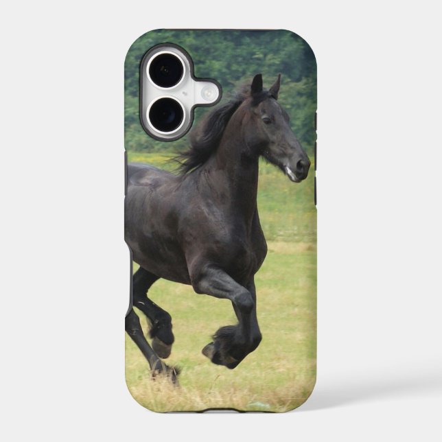 Galloping Friesian Horses Iphone Case (Back)