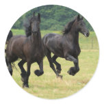 Galloping Friesian Horses  Stickers