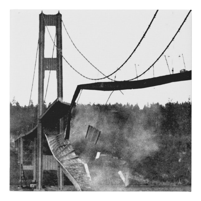 "Galloping Gertie" Tacoma Narrows Bridge Collapse Faux Canvas Print (Front)