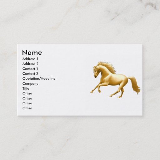 Customizable Galloping Golden Horse Business Card Template