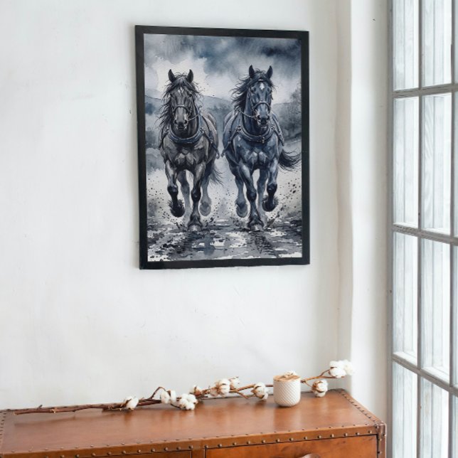 Galloping Grace Watercolor Horses Canvas Print (Creator Uploaded)