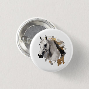 Galloping Grace White Horse Art Button