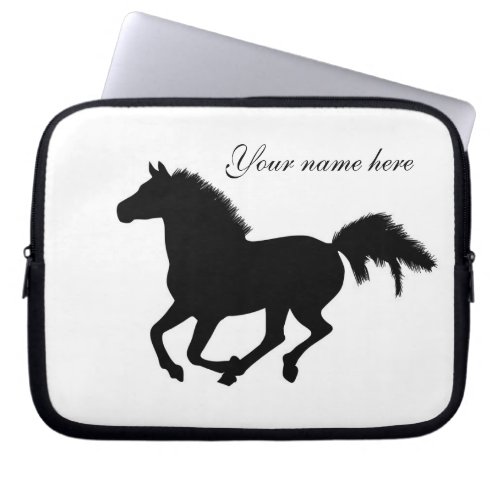 Galloping horse black silhouette laptop bag