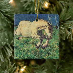 Galloping Horse by Giovanni Segantini, Vintage Art Ceramic Ornament