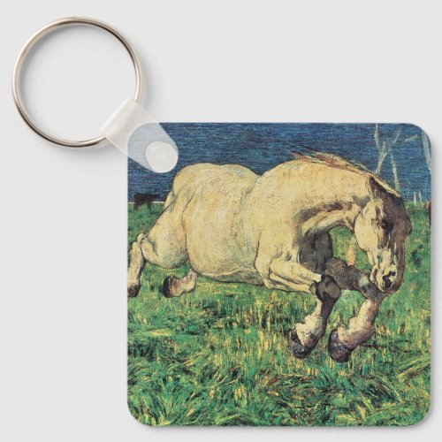 Galloping Horse by Giovanni Segantini Vintage Art Keychain