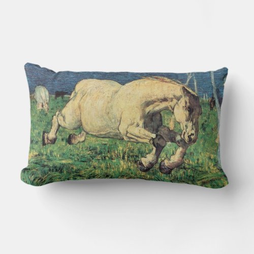 Galloping Horse by Giovanni Segantini Vintage Art Lumbar Pillow
