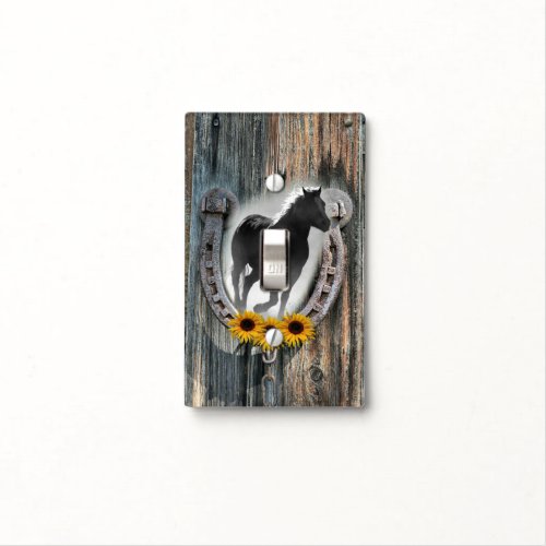 Galloping Horse Cowboy Boots Horseshoe Sunflowers Light Switch Cover