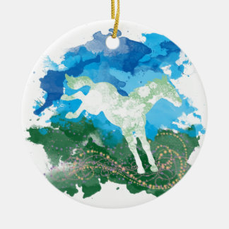 Galloping horse design ceramic ornament