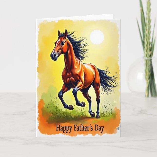 Galloping Horse Fathers Day Card (Front)