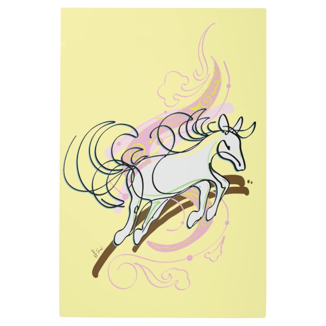 Galloping Horse on the Milky Way Metal Print (Front)