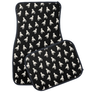 Galloping Horse Pattern in Black Car Mat