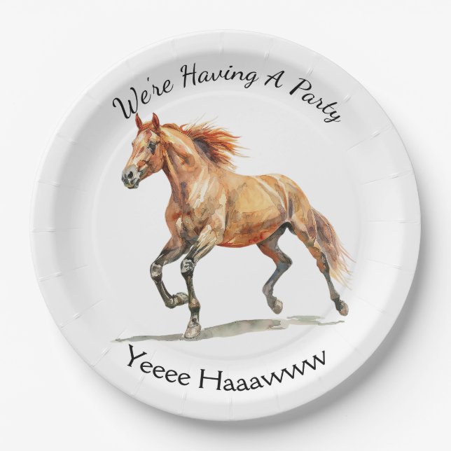Galloping Horse Personalized Paper Plates (Front)