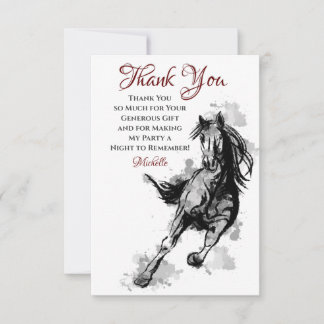 Galloping Horse Sketch Flat Birthday Thank You Card
