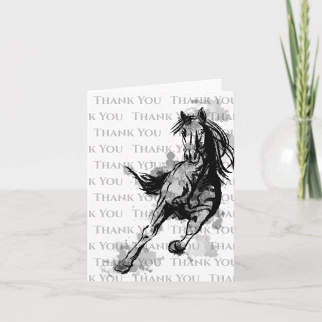 Galloping Horse Sketch Thank You Card (Front)