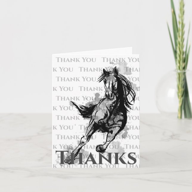 Galloping Horse Sketch Thanks  Thank You Card (Front)