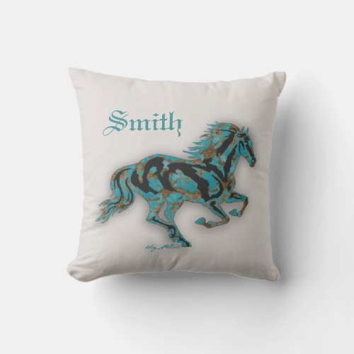 Galloping Horse Throw Pillow