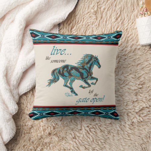 Galloping Horse Throw Pillow