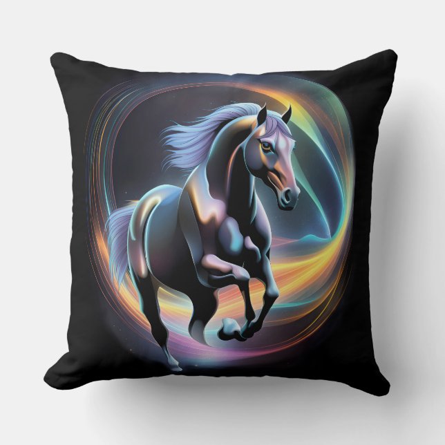 Galloping Horse Throw Pillow (Front)