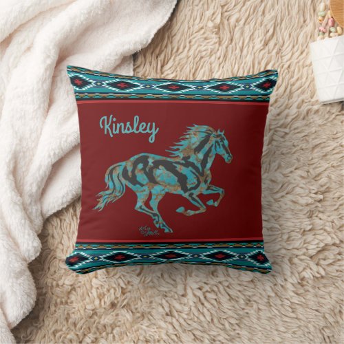 Galloping Horse Throw Pillow