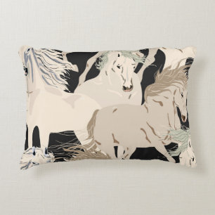 Galloping horse vintage seamless pattern. Square b Accent Pillow