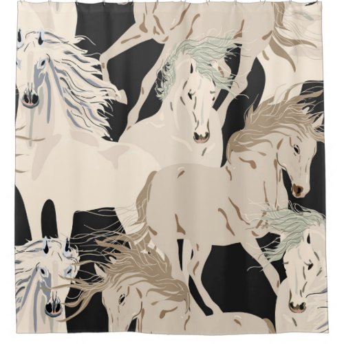 Galloping horse vintage seamless pattern Square b Shower Curtain