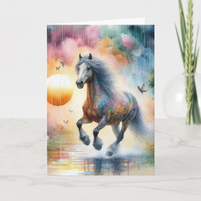 Galloping Horse Watercolor All Occasions Card (Front)