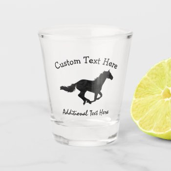 Galloping Horse Watercolor Silhouette Shot Glass by PandaCatGallery at Zazzle